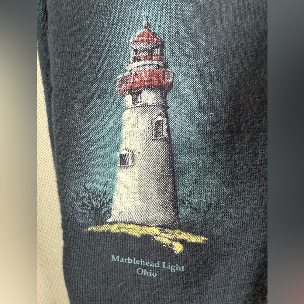 Vintage 1990s Art Unlimited Light House Cardigan Sweatshirt USA Coastal Travel - Picture 6 of 10